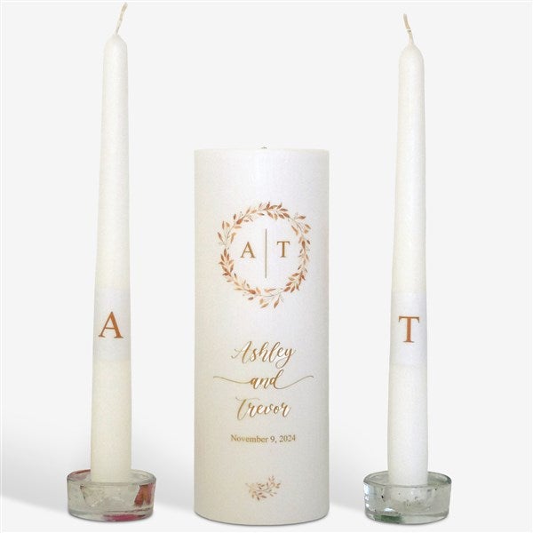 Personalized Wreath Wedding Unity Candle Set  - 46488D
