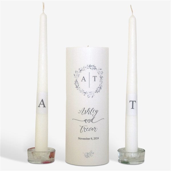 Personalized Wreath Wedding Unity Candle Set  - 46488D