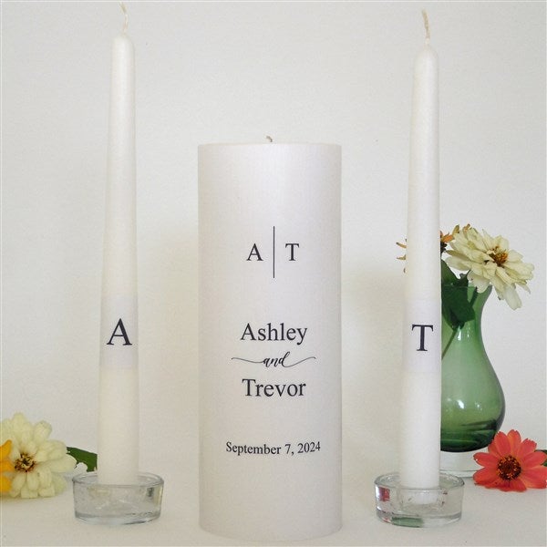 Personalized Monogram Wedding Unity Candle Set  - 46489D