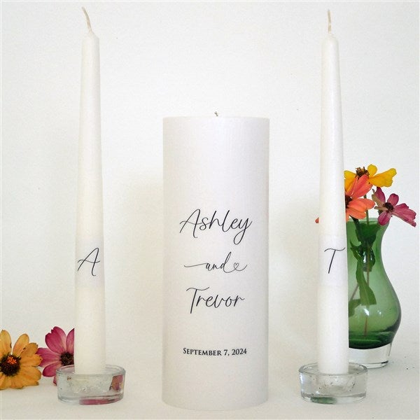 Personalized Simplicity Wedding Unity Candle Set  - 46491D