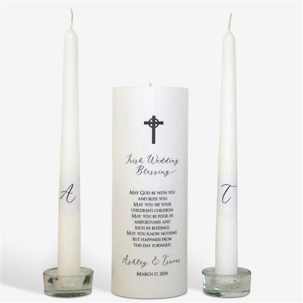 Personalized Irish Cross Wedding Unity Candle Set  - 46492D