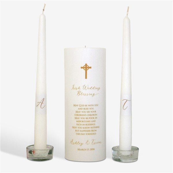 Personalized Irish Cross Wedding Unity Candle Set  - 46492D