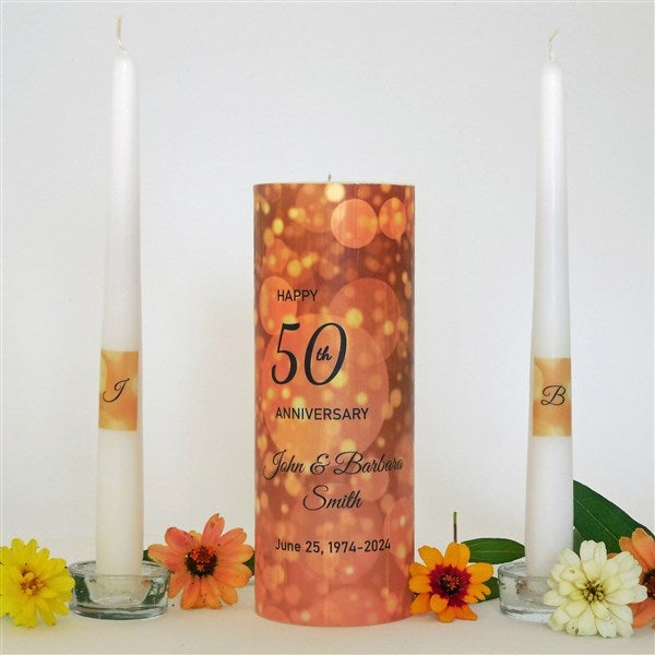 50th Anniversary Personalized Candle Set - 46494D
