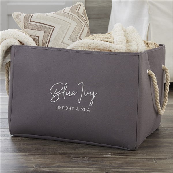 Personalized Logo Embroidered Storage Tote- Grey - 46711