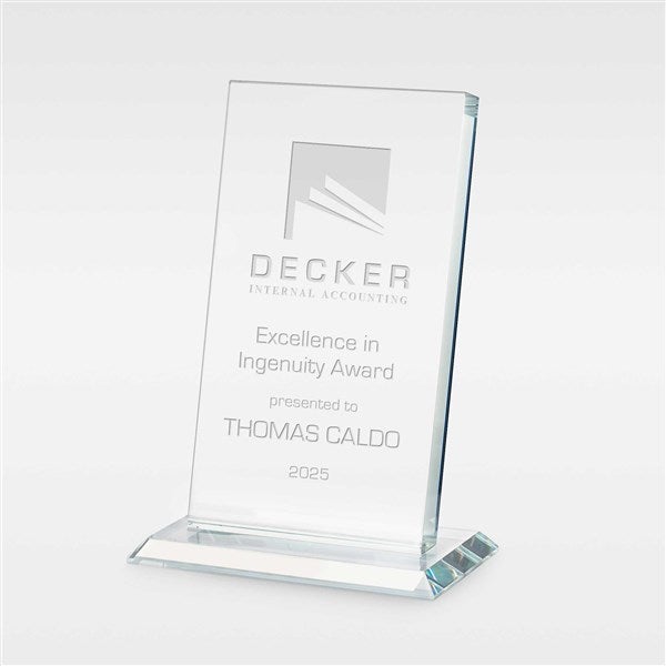 Personalized Logo Slanted Glass Recognition Award  - 46754