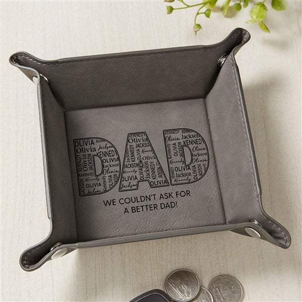 Dad Repeating Name Personalized Leatherette Valet Tray - 46762