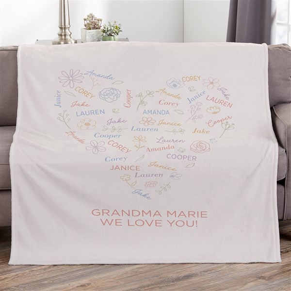 Blooming Heart Personalized Blankets - 46770