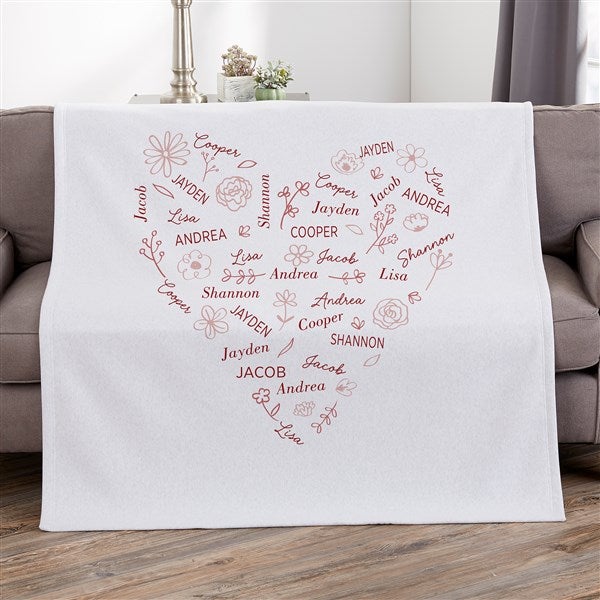 Blooming Heart Personalized Blankets - 46770