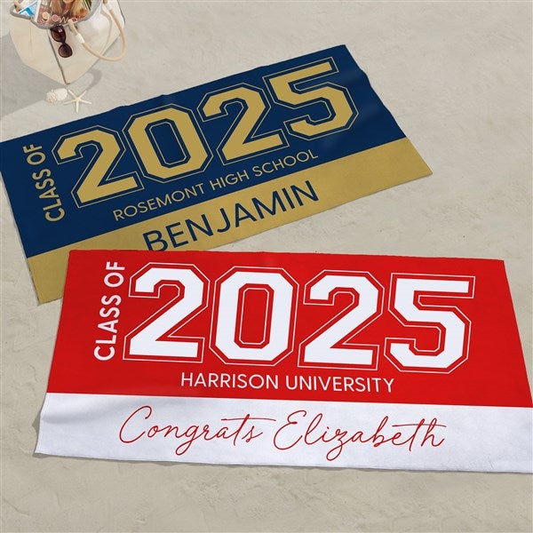 Collegiate Year Personalized Graduation Beach Towel  - 46792