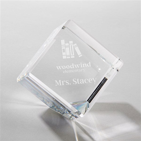 Personalized Logo Crystal Cube Paperweight  - 46810