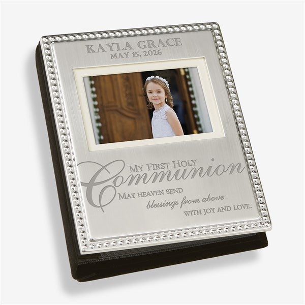 My First Holy Communion Engraved Silver Beaded Mini Photo Album  - 46834