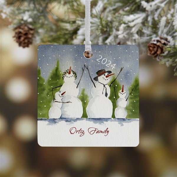 Snowman Family Personalized Porcelain Christmas Ornaments - 4687