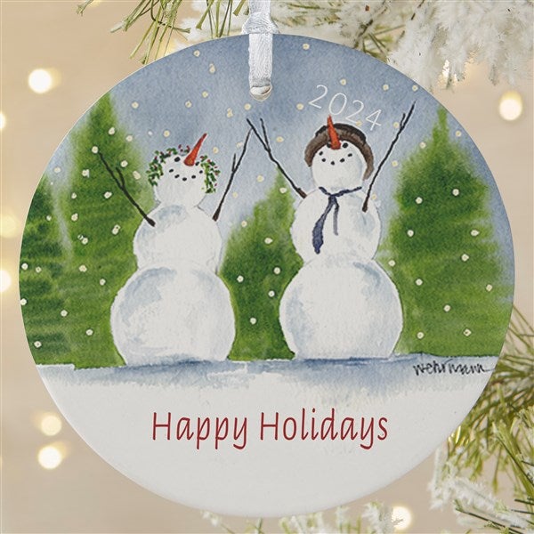 Snowman Family Personalized Porcelain Christmas Ornaments - 4687