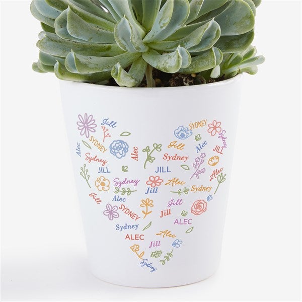 Personalized Mini Flower Pot - Blooming Heart - 46899