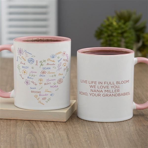 Blooming Heart Personalized Coffee Mugs - 46903