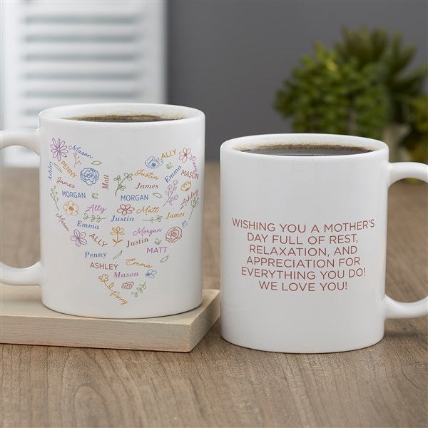 Blooming Heart Personalized Coffee Mugs - 46903