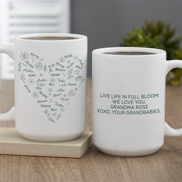 Blooming Heart Personalized Coffee Mugs - 46903