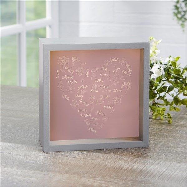 Blooming Heart Personalized LED Light Shadow Box  - 46916