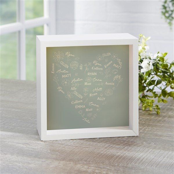 Blooming Heart Personalized LED Light Shadow Box  - 46916