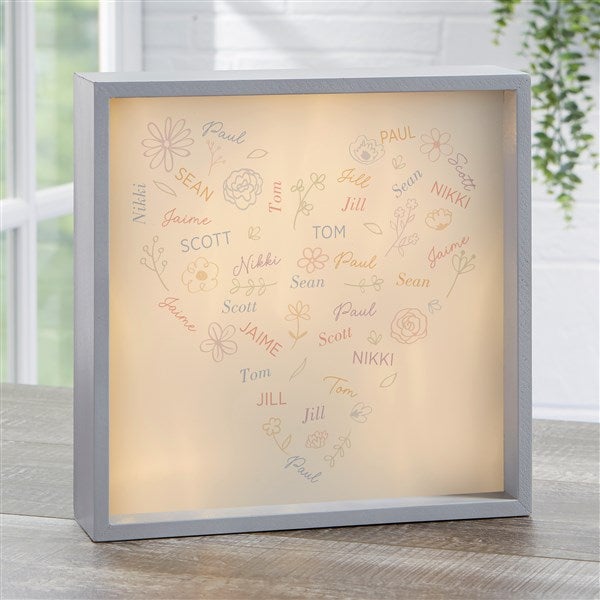 Blooming Heart Personalized LED Light Shadow Box  - 46916