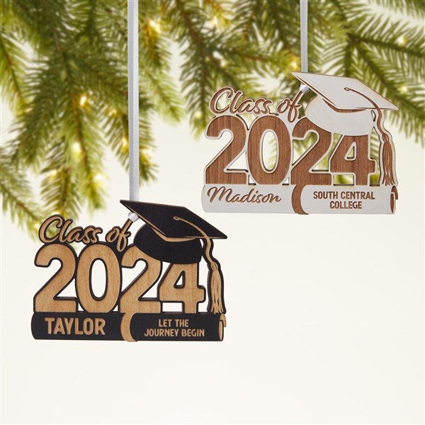 Graduation Hat Personalized Wood Ornament  - 46928