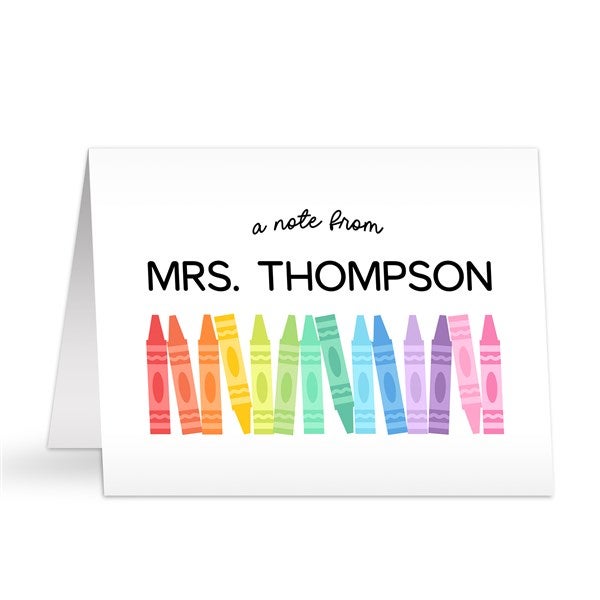 Color Crayon Personalized Teacher Note Cards - 47009