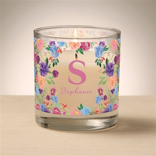 Forever Floral Personalized 8oz Glass Candle  - 47012