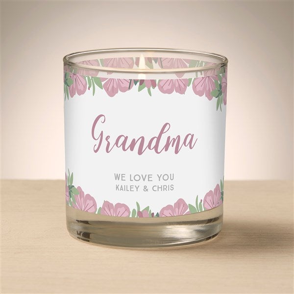 Floral Special Message Personalized 8oz Glass Candle - 47022