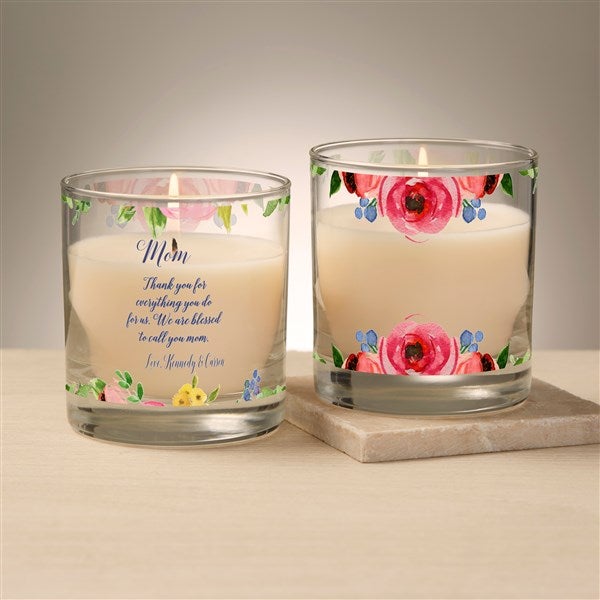 Write Your Own Floral Personalized Glass Candle 8oz  - 47023