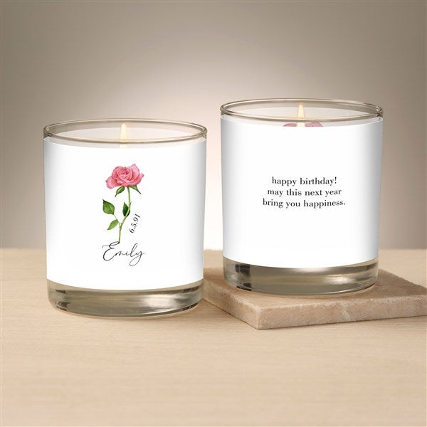 Birth Month Flower Personalized 8oz Glass Candle  - 47027