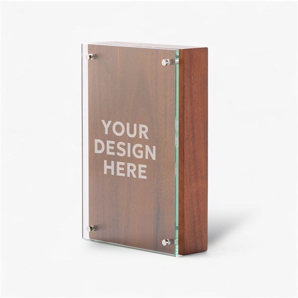 Personalized Logo Wood & Glass Recognition Award  - 47052