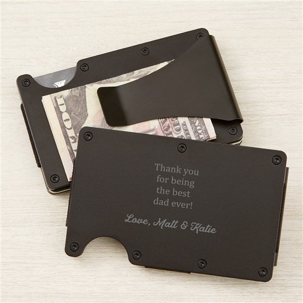 Message For Dad Engraved Black Metal Wallet  - 47074