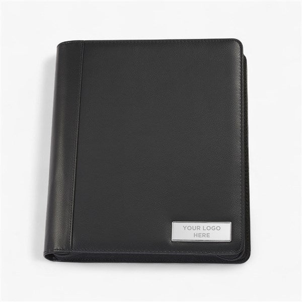 Personalized Logo Engraved Vegan Leather Zipper Padfolio - 47079