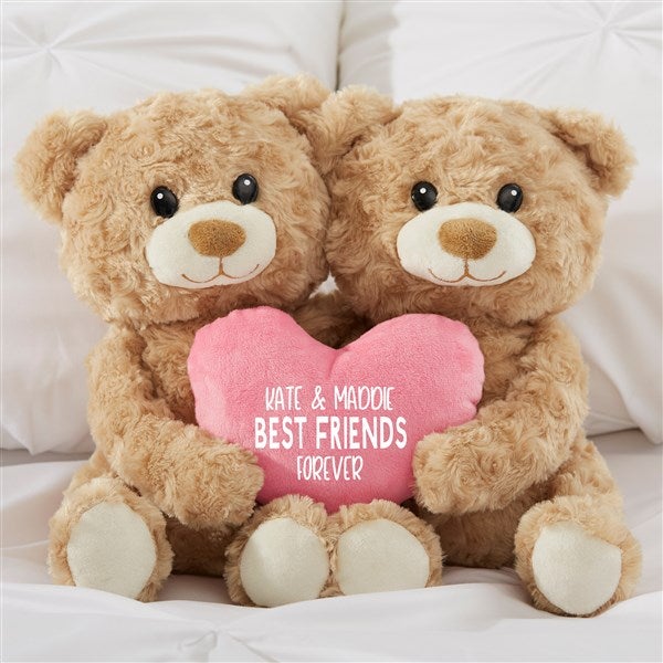 Best Friends Personalized Hugging Bear Plush Pink Heart  - 47096