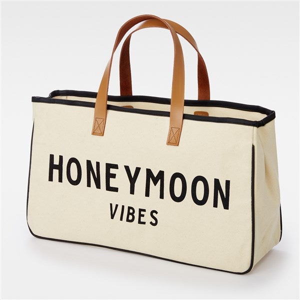 &quot;Honeymoon Vibes&quot; Canvas and Leather Tote Bag      - 47148