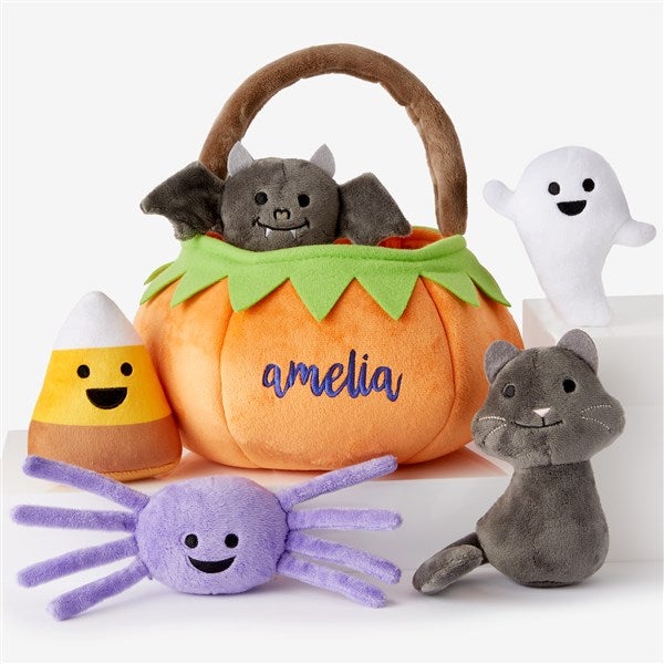 Playful Pumpkin Embroidered Plush Halloween Mini Playset  - 47164