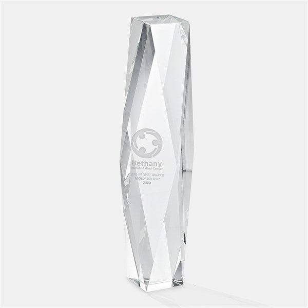 Corporate Logo Faceted Crystal Pillar Award  - 47166