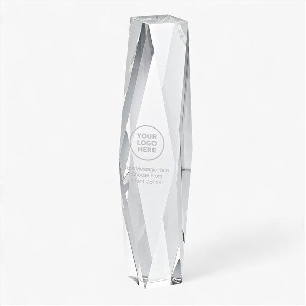 Corporate Logo Faceted Crystal Pillar Award  - 47166