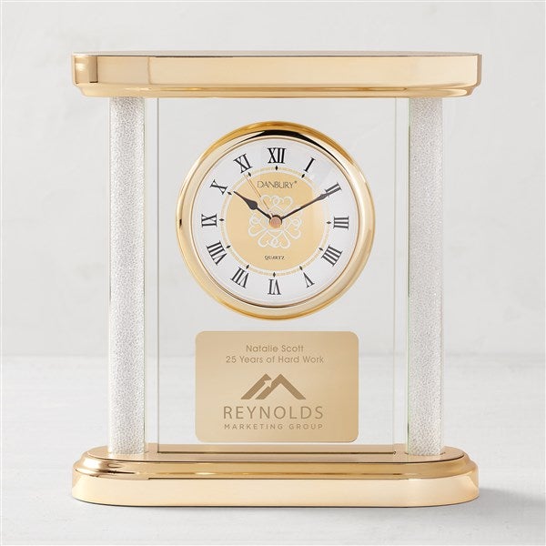 Corporate Logo Gold and Glass Column Clock  - 47168