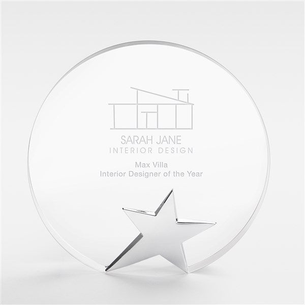 Corporate Logo Recogniton Round Star Glass Award  - 47169