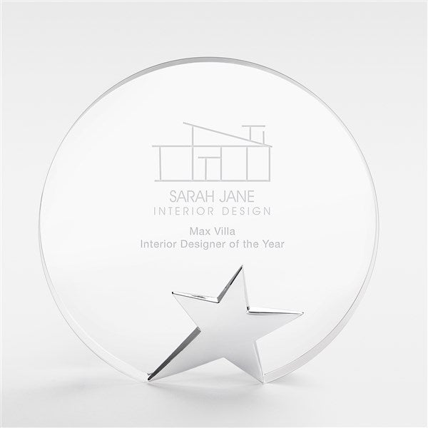 Corporate Logo Recogniton Round Star Glass Award  - 47169