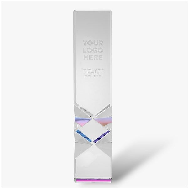 Coporate Logo Diamond Cut Crystal Pillar Recognition Award  - 47178