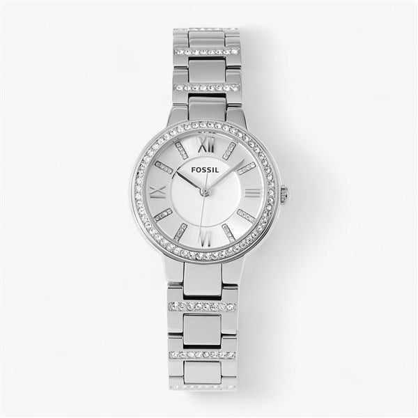 Corporate Fossil Virginia Silver and Crystal Watch - 47219