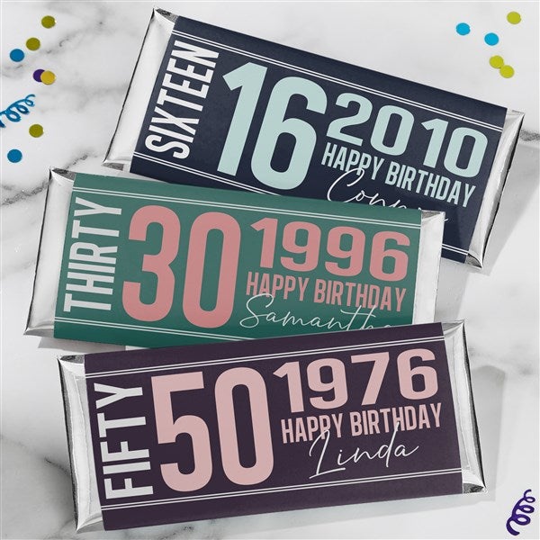 Timeless Birthday Personalized Candy Bar Wrappers - 47224