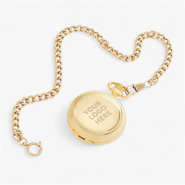 Corporate Brushed Gold Skeleton Pocket Watch and Box - 47250