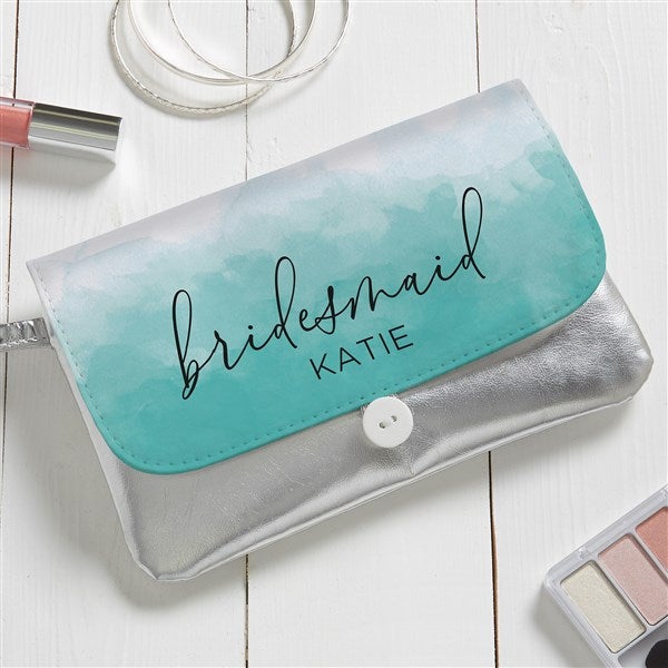 Watercolor Bridesmaid Personalized Wristlet - 47273