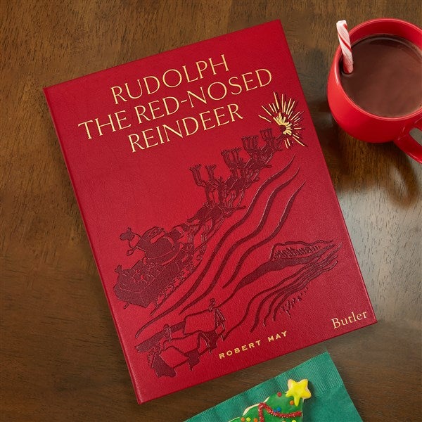 Rudolph The Red-Nosed Reindeer Personalized Leather Book  - 47292D