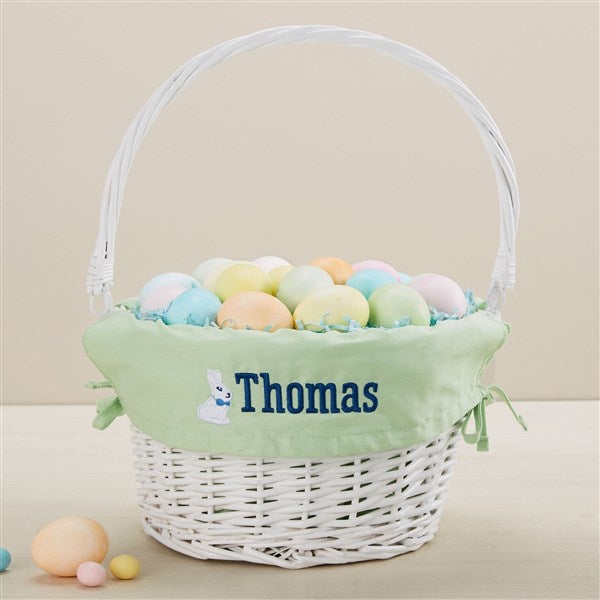 Bunny Name Embroidered White Easter Basket - 47298