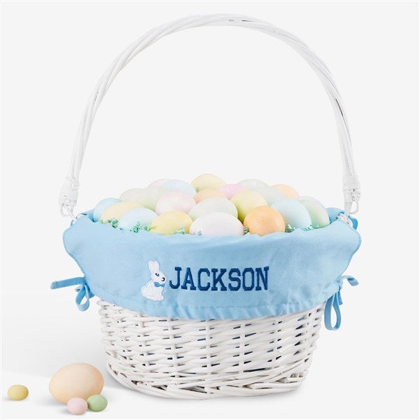 Bunny Name Embroidered White Easter Basket - 47298
