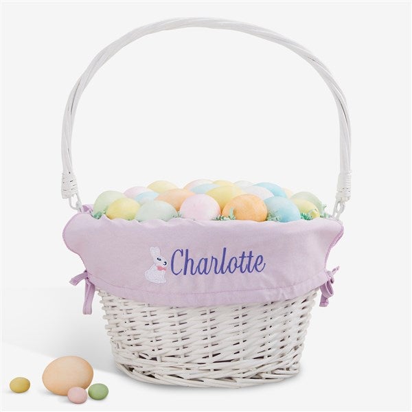 Bunny Name Embroidered White Easter Basket - 47298